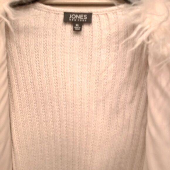 Jones New York Open Front Long Sleeve Cardigan Sweater with Fur Trim. - Picture 3 of 5